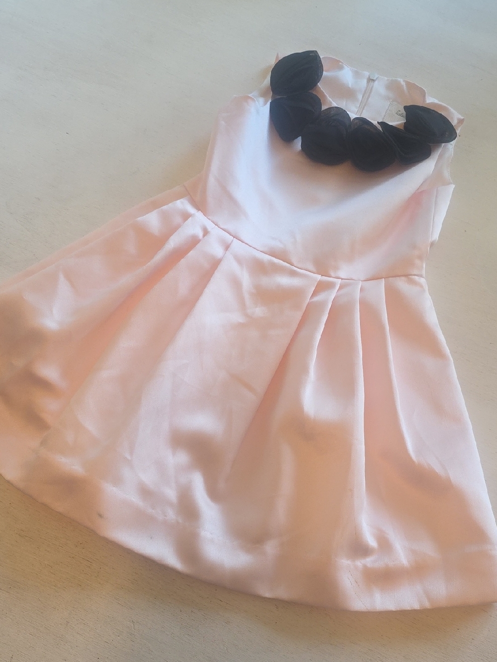 Girls' Pink Formal Dress with Black Bow Detail